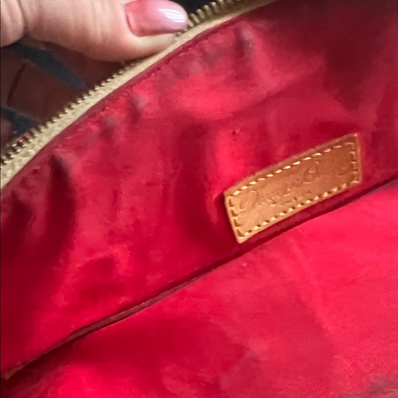 Dooney & Bourke Teal and Cream Chevron Satchel with Tan Leather Trim - Picture 13 of 13